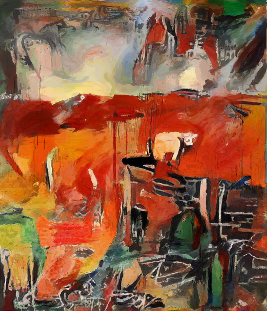 Rote Landschaft mit Kuh von Mark Gordon