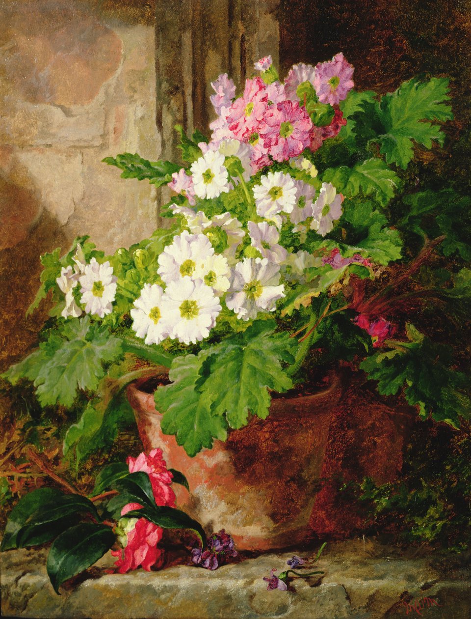 Stillleben mit Primeln von Martha Darley Mutrie