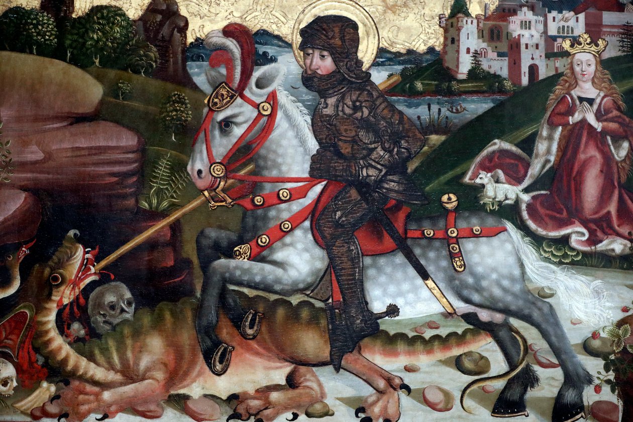 Der heilige Georg tötet den Drachen von Martin Schongauer