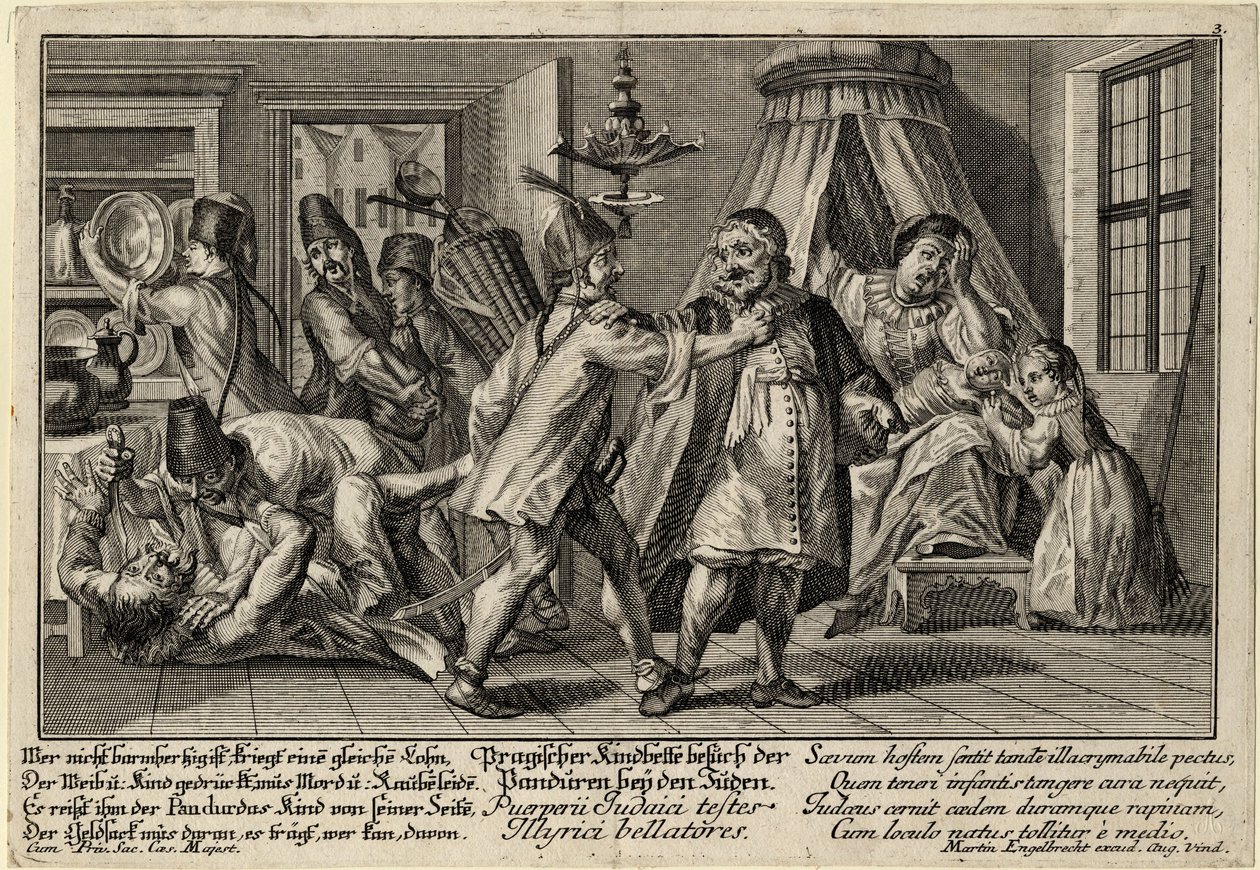 Die Panduren besuchen die Juden, ca. 1756 von Martin Engelbrecht