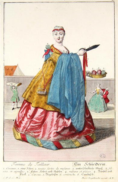 Die Frau des Schneiders, um 1735 von Martin Engelbrecht