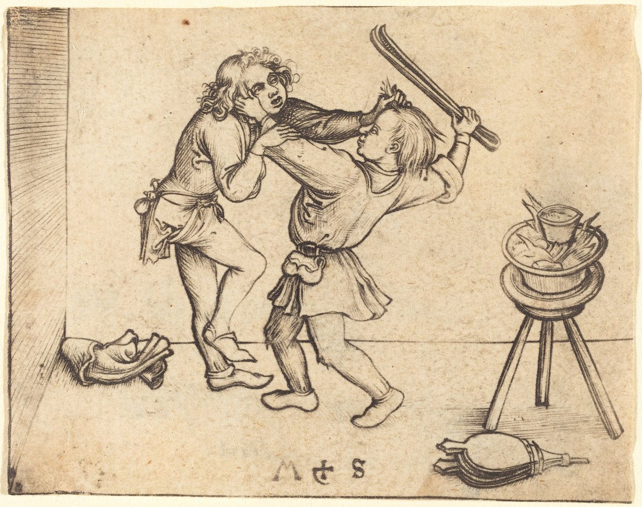 Kämpfende Lehrlinge von Martin Schongauer