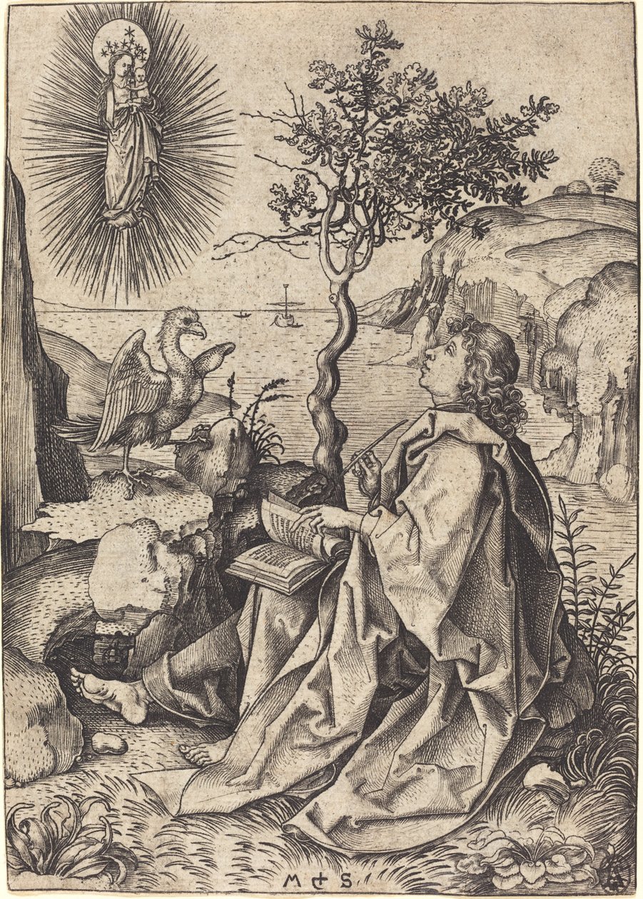 Heiliger Johannes auf Patmos von Martin Schongauer