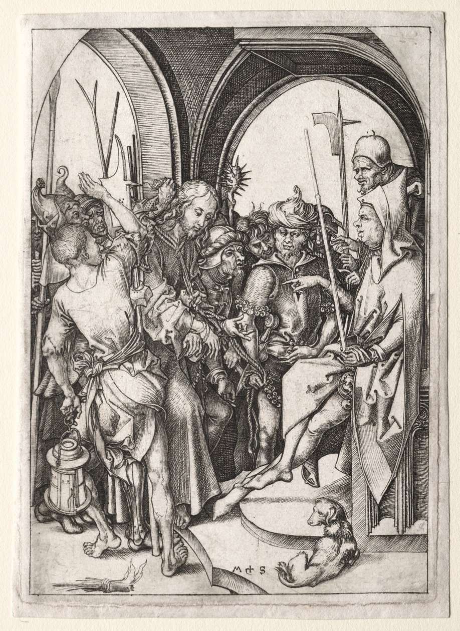 Die Passion: Christus vor Annas von Martin Schongauer
