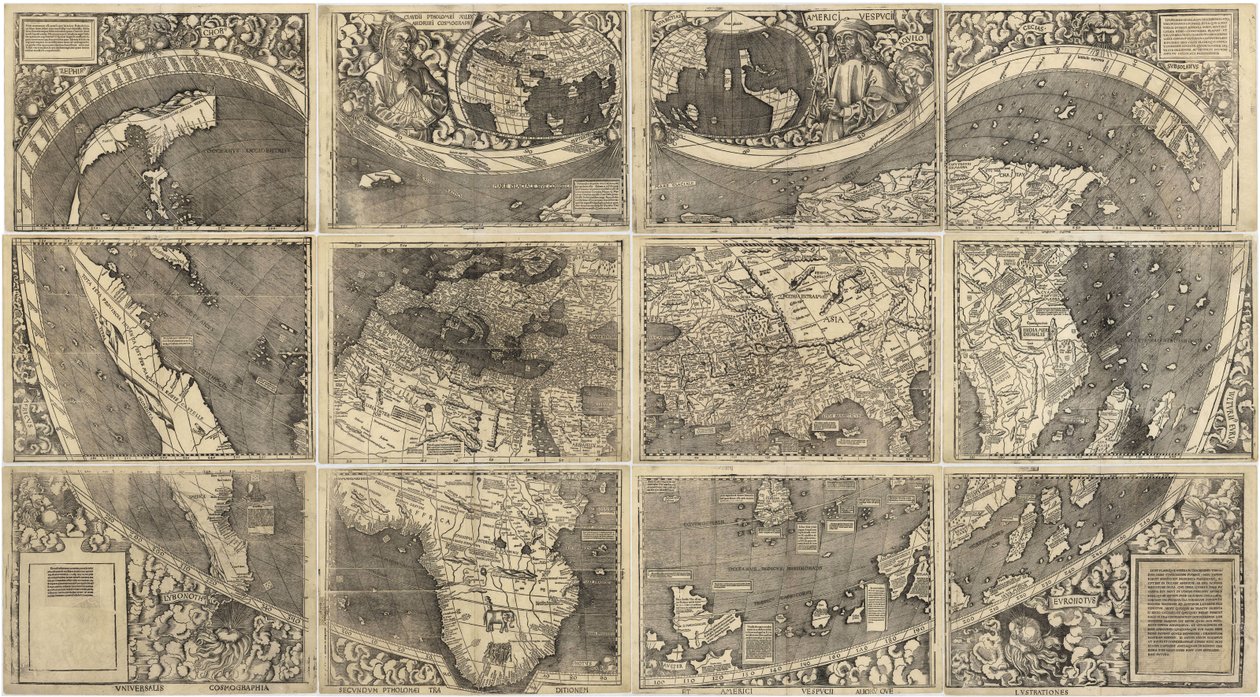 Weltkarte Universalis Cosmographia, 1507 von Martin Waldseemuller
