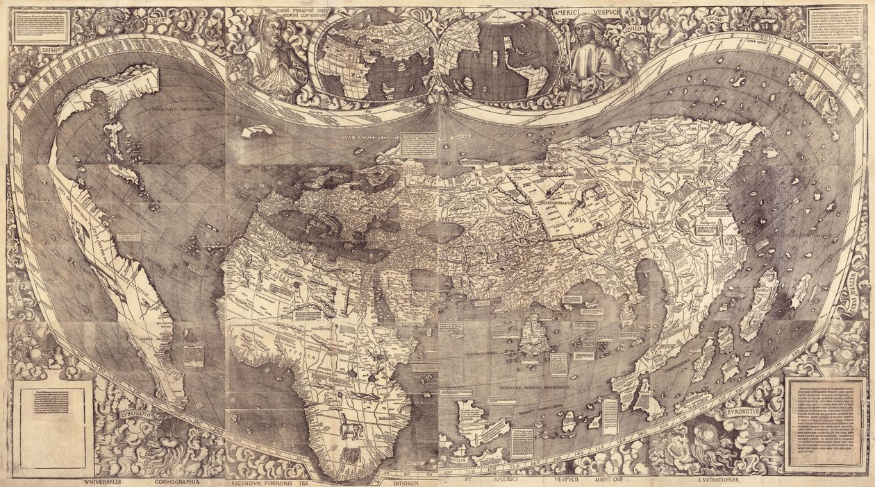 Weltkarte Universalis Cosmographia, 1507 von Martin Waldseemuller
