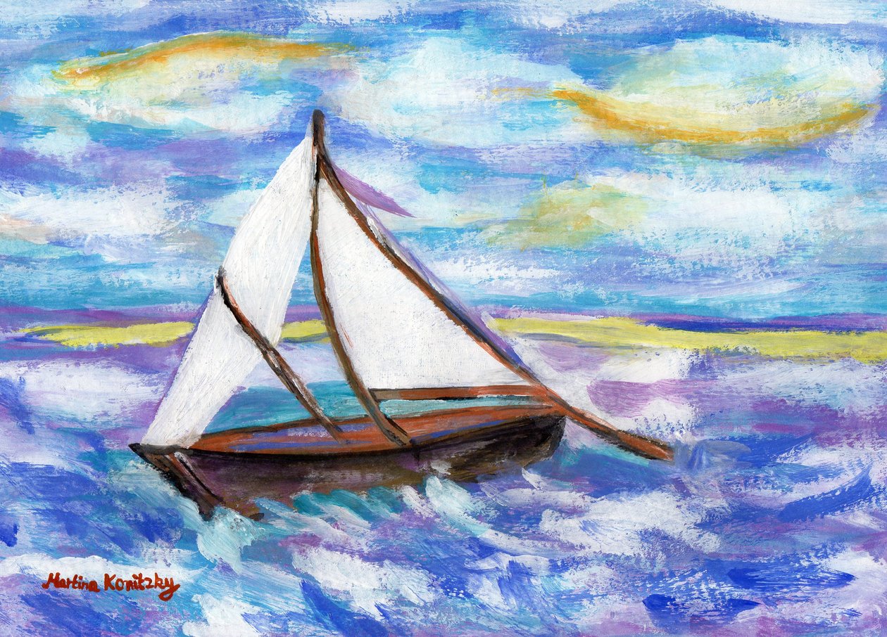 Das Fischerboot (Hommage an Vincent van Gogh) von Martina Konitzky