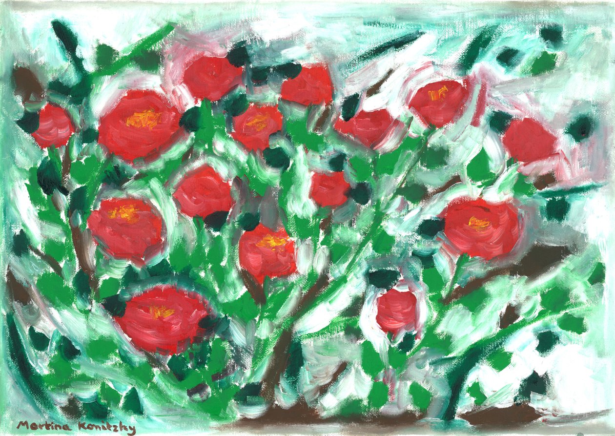 Roter Rosenstrauch von Martina Konitzky