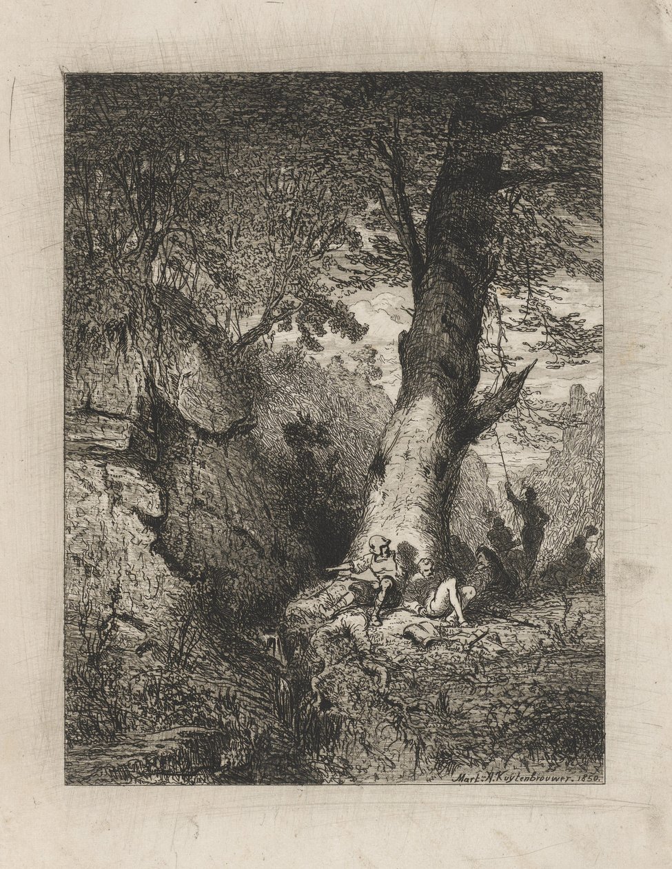 Ruhende Krieger unter einem Baum von Martinus Antonius Kuytenbrouwer jr.