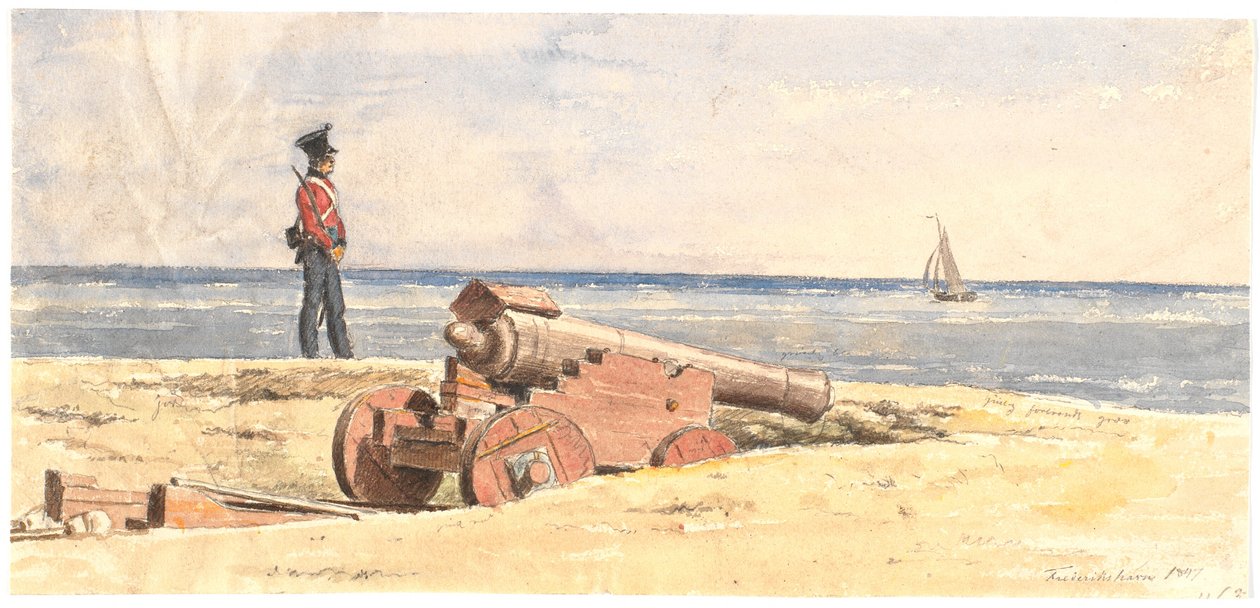Wache und Kanone am Strand bei Frederikshavn von Martinus Rørbye