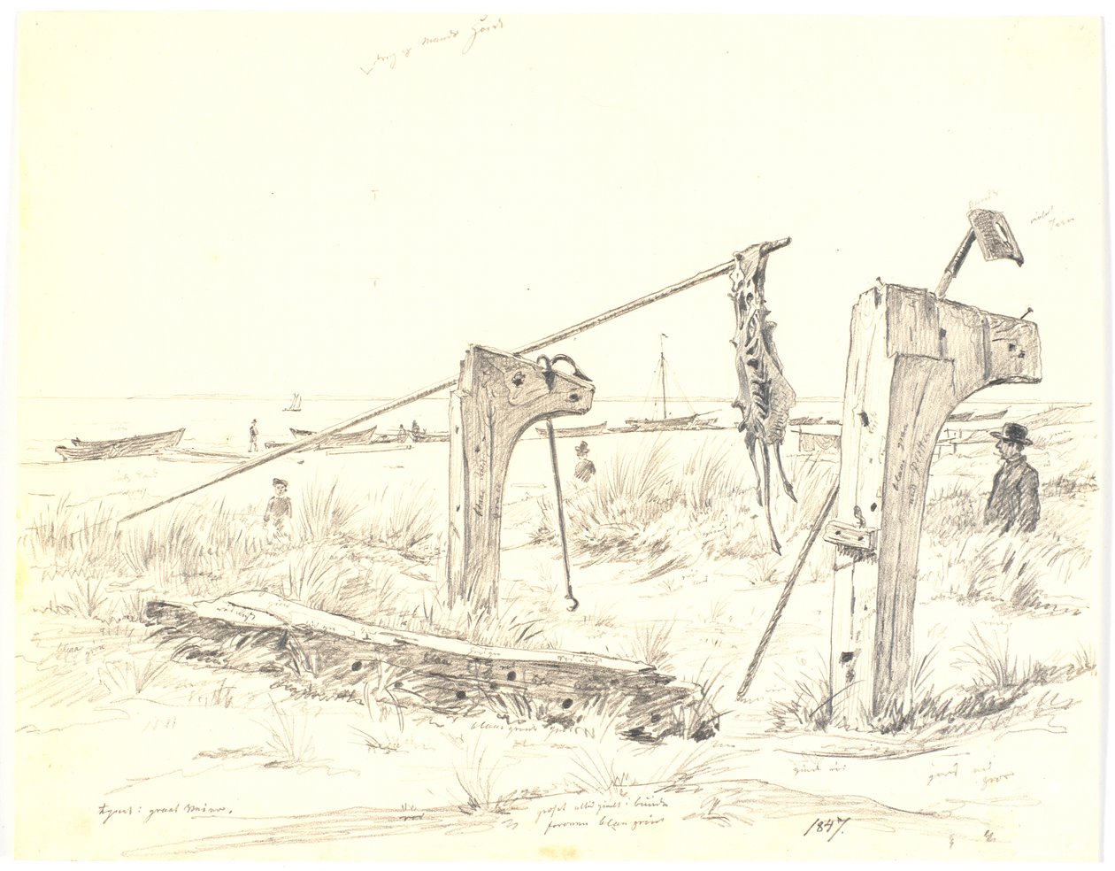 Strandpartie mit Bootsanleger, Skagen von Martinus Rørbye