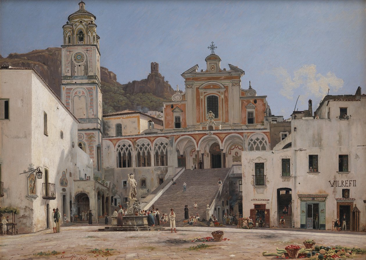 Ansicht des Platzes in Amalfi von Martinus Rørbye