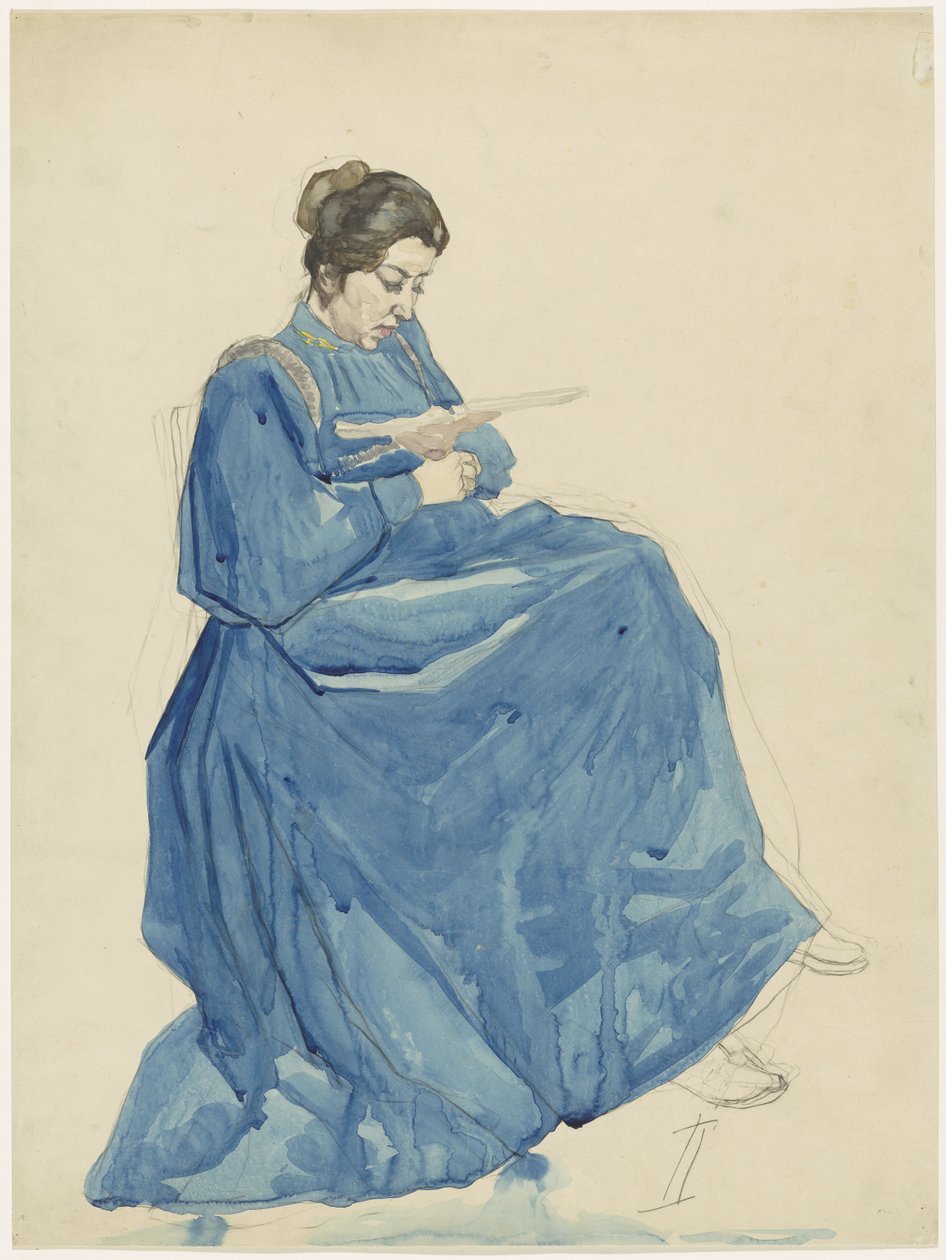 Sitzende lesende Frau von Martinus van Andringa