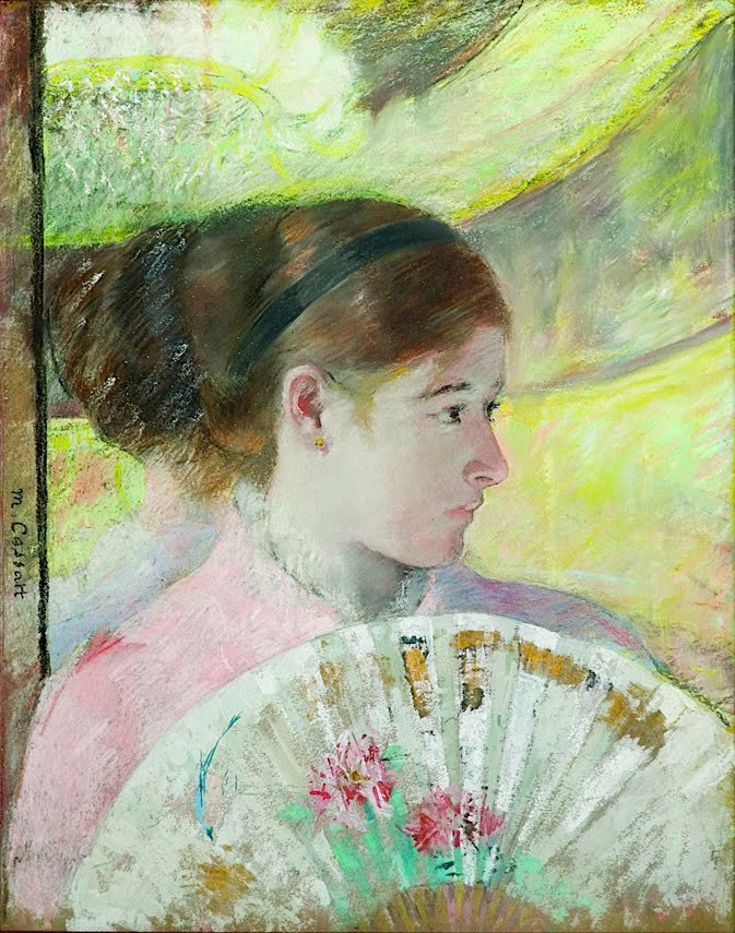 Junge Dame in einer Loge, nach rechts blickend von Mary Cassatt