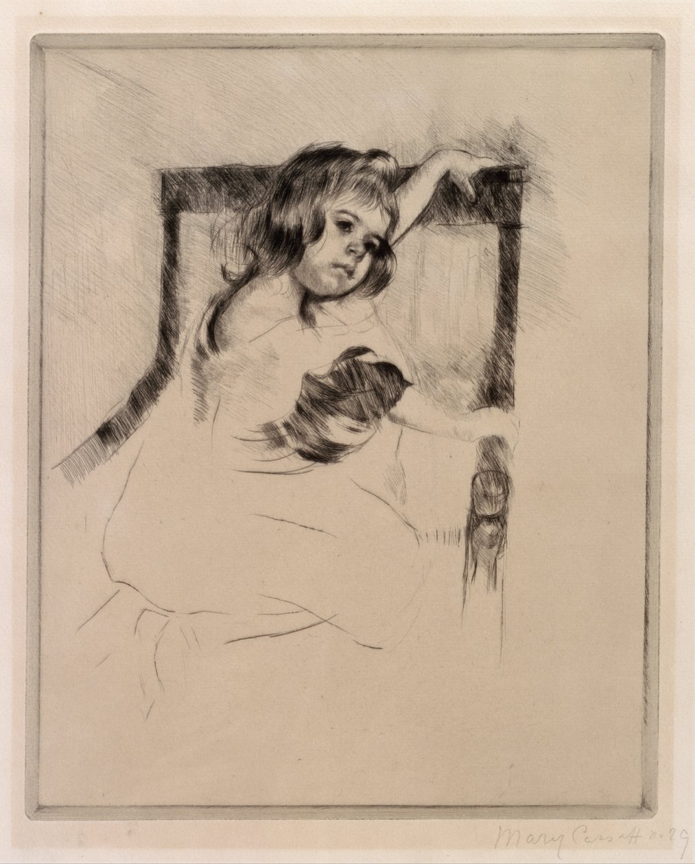 Kniend in einem Sessel von Mary Cassatt