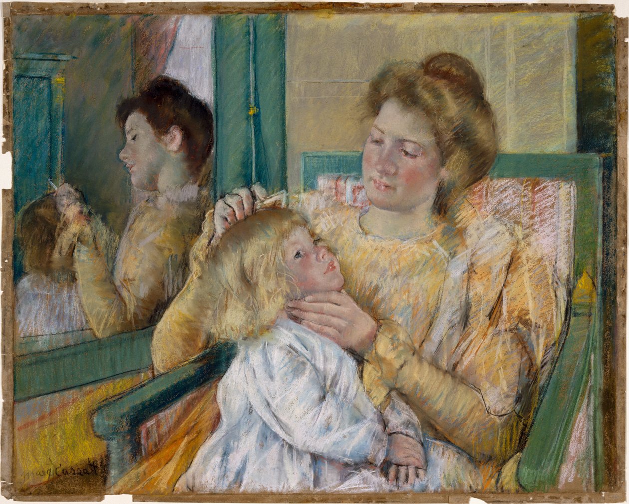 Mutter kämmt ihrem Kind die Haare von Mary Cassatt