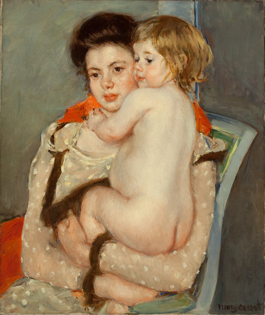 Reine Lefebvre hält ein nacktes Baby, 1902 von Mary Cassatt