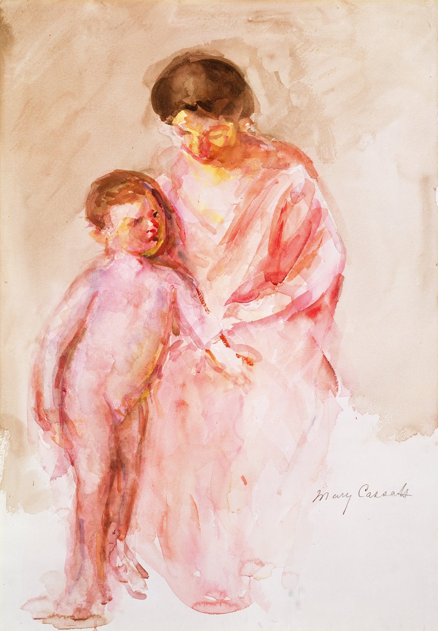 Frau mit nacktem Jungen an ihrer Seite von Mary Cassatt