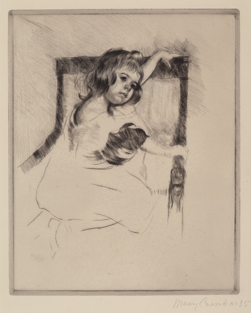 Kniend in einem Sessel, ca. 1903 von Mary Cassatt