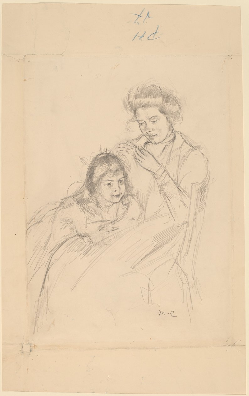 Margot lehnt sich an Reines Knie von Mary Cassatt