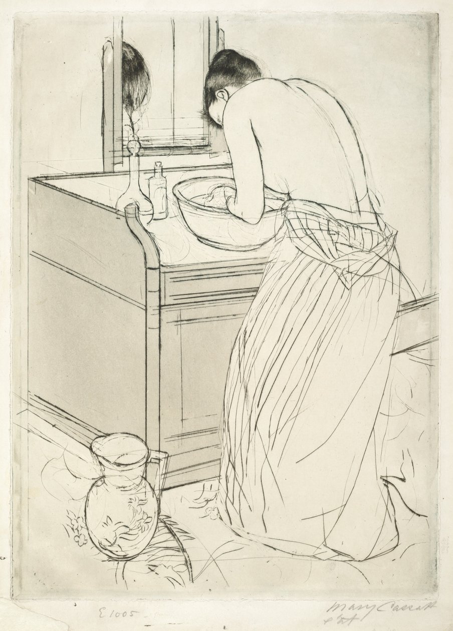 Frau beim Baden, 1890-1891 von Mary Cassatt