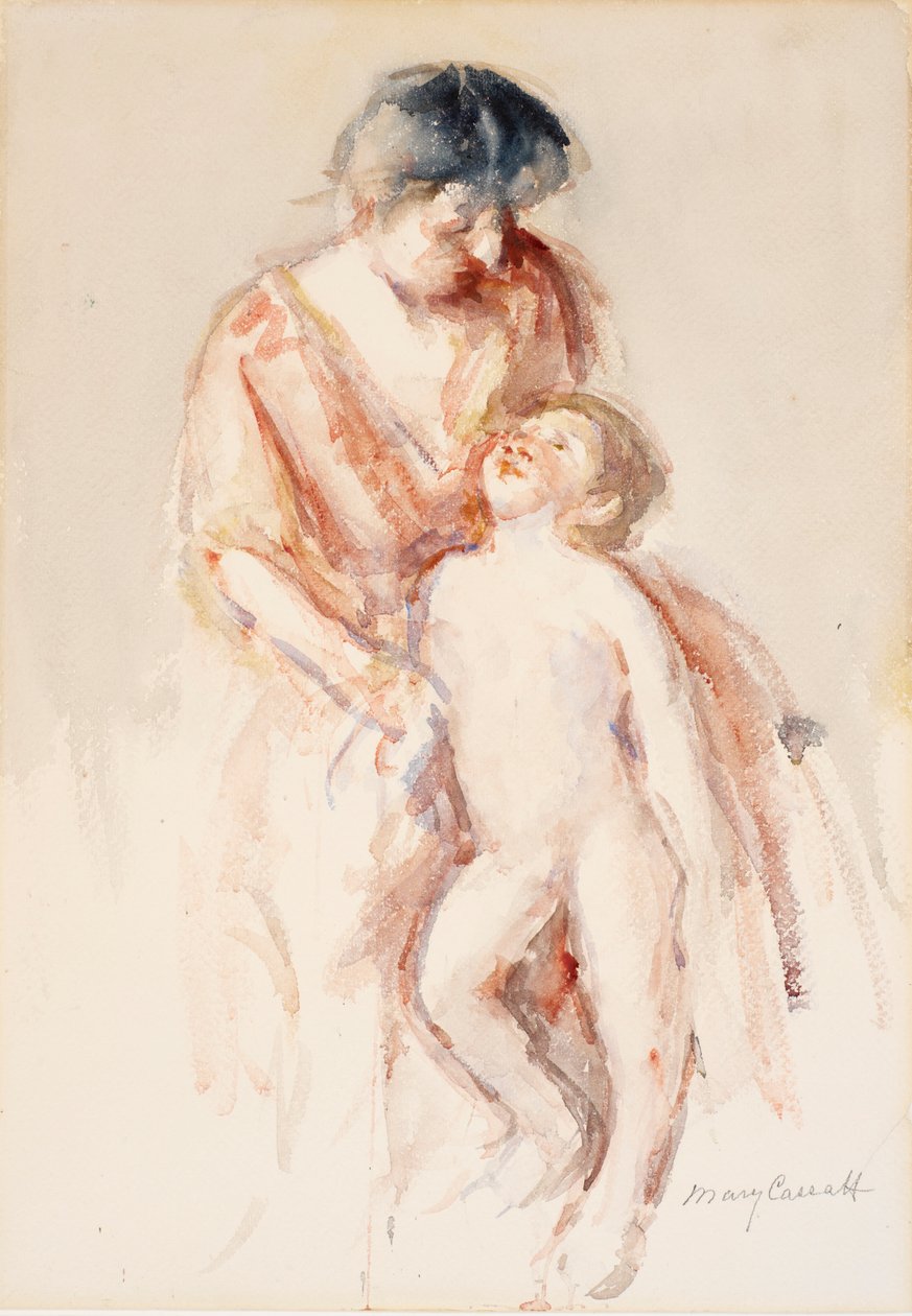 Frau mit nacktem Jungen zu ihrer Linken von Mary Cassatt