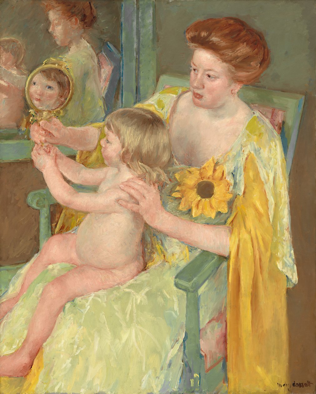 Frau mit einer Sonnenblume von Mary Cassatt