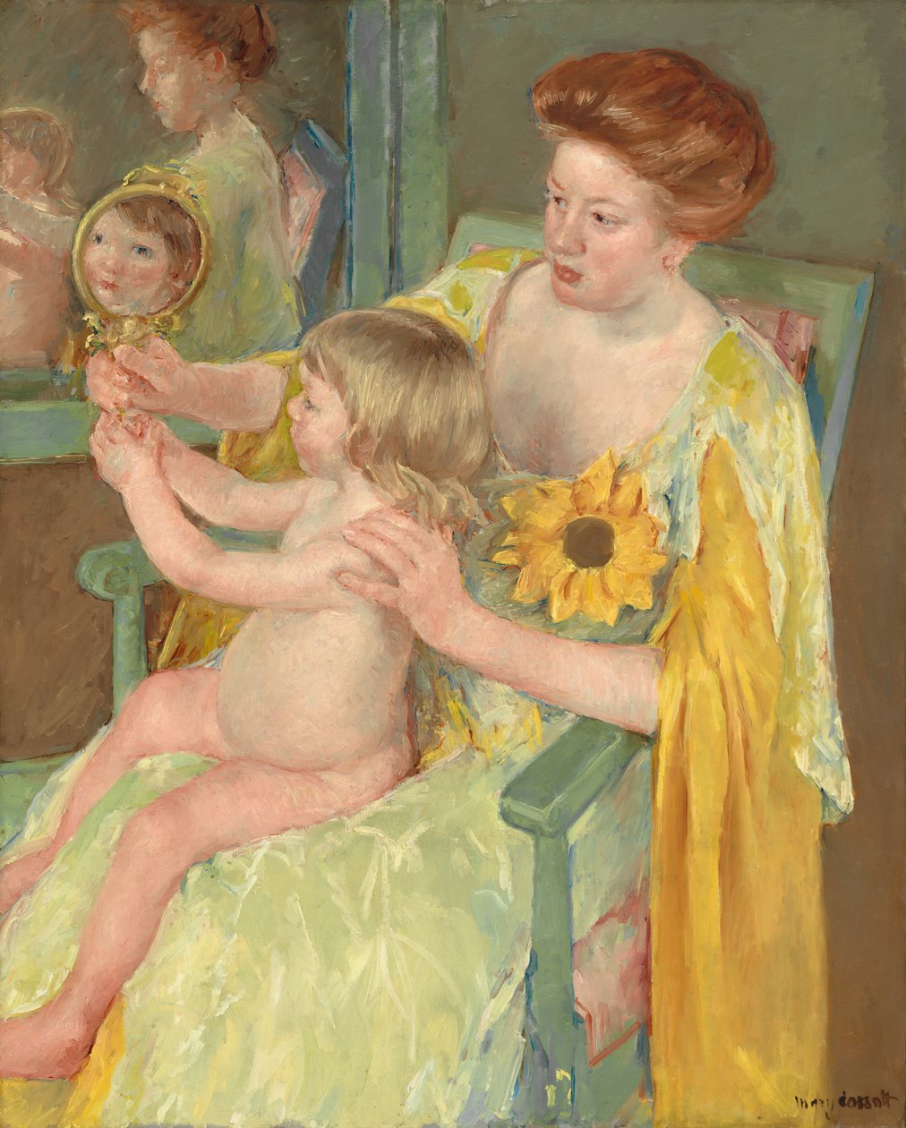 Frau mit Sonnenblume, ca. 1905 von Mary Cassatt