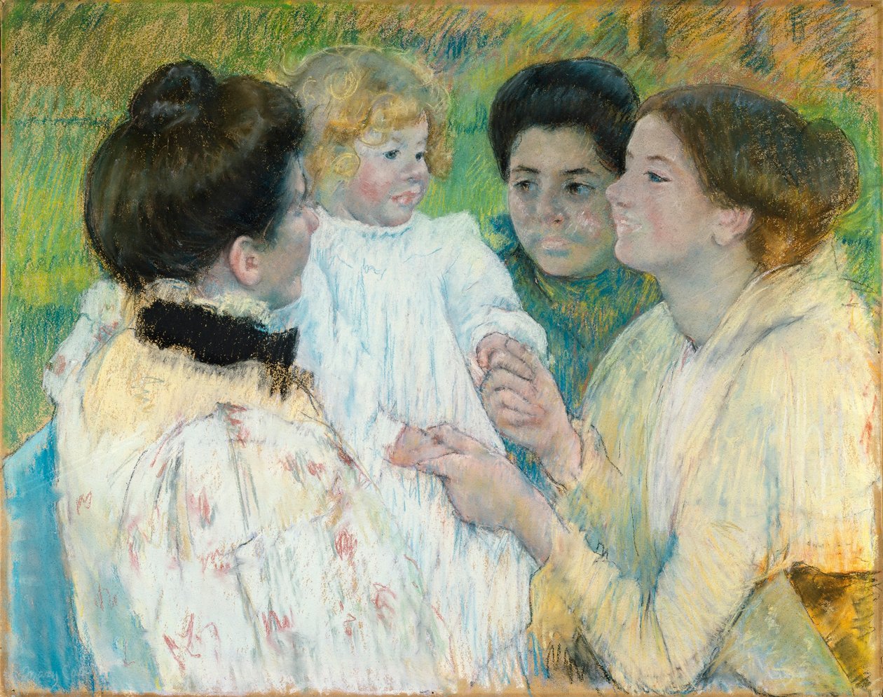Frauen bewundern ein Kind von Mary Cassatt