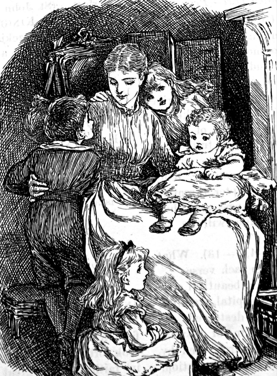 Eine Mutter, die ihre Kinder kuschelt von Mary Ellen Edwards