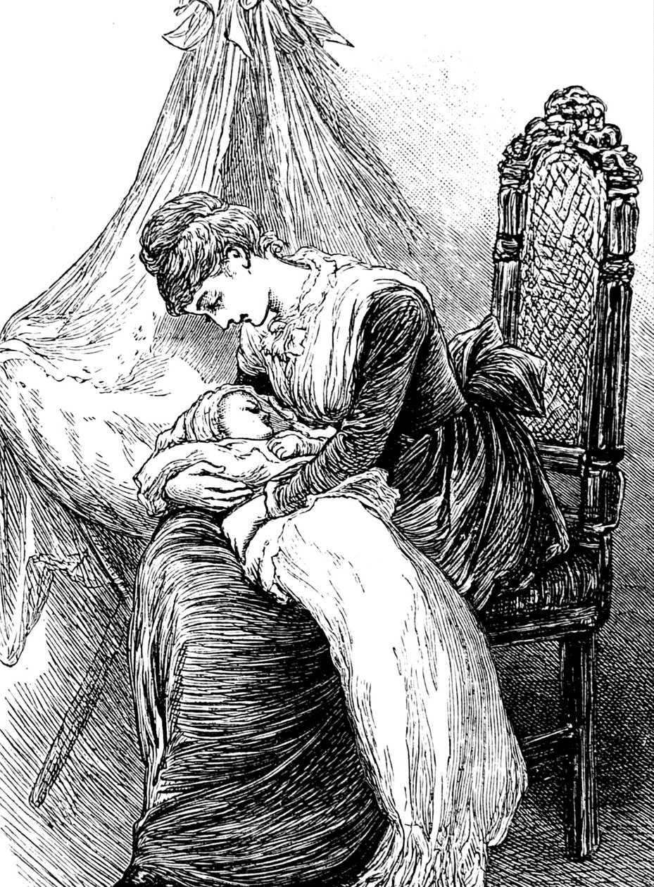 Eine junge Mutter, die ihr Kind kuschelt von Mary Ellen Edwards