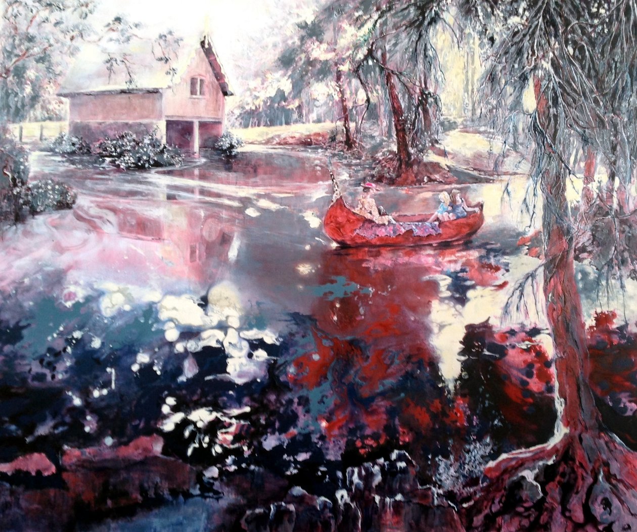 Elvaston-Bootshaus und See von Mary Smith