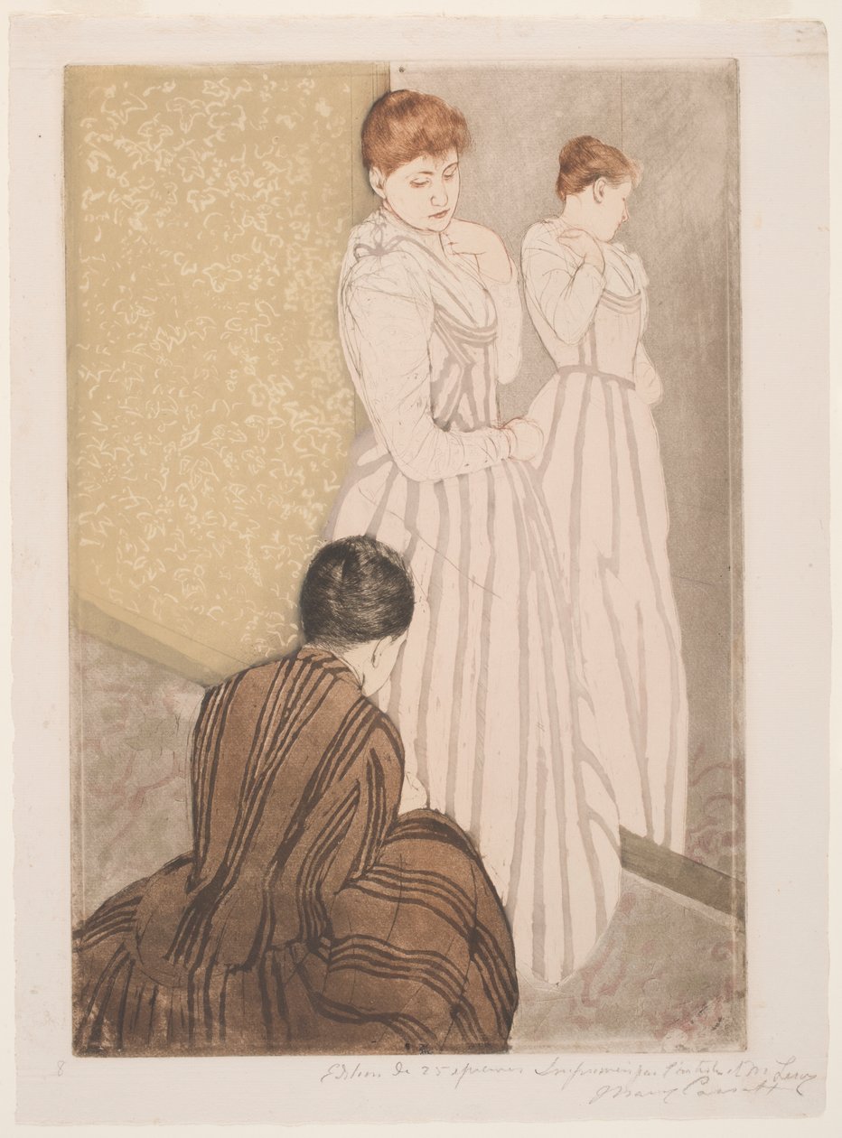Die Anprobe von Mary Stevenson Cassatt