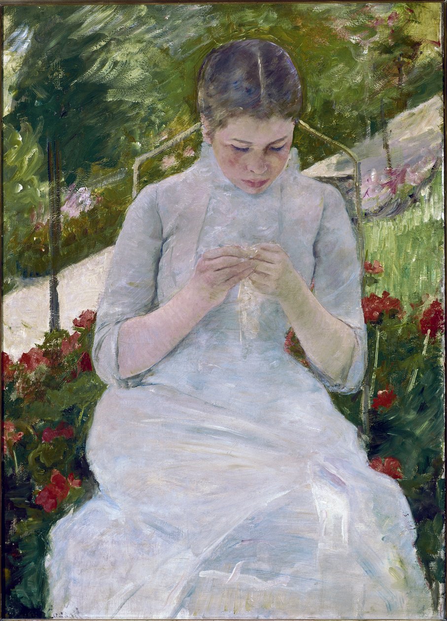 Frau beim Nähen von Mary Stevenson Cassatt