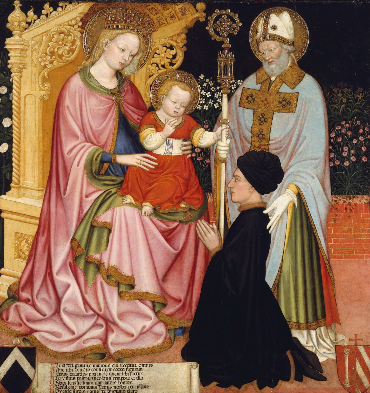 Madonna mit Kind und dem Stifter Pietro de Lardi, präsentiert von Heiligem Nikolaus, ca. 1420-30 von Master GZ Master GZ