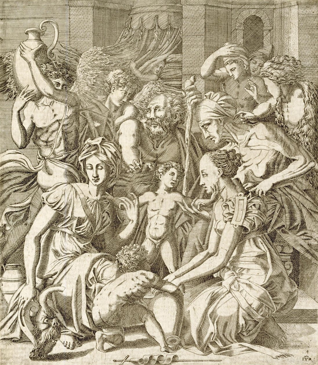 Allegorie der Geburt Christi von Master I. O. V.