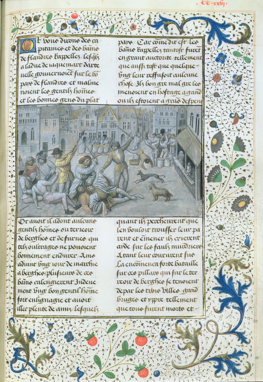 Ms 659 fol.226r Die Familie Artevelde. Straßenkämpfe in Gent, 1477 von Master of Mary of Burgundy