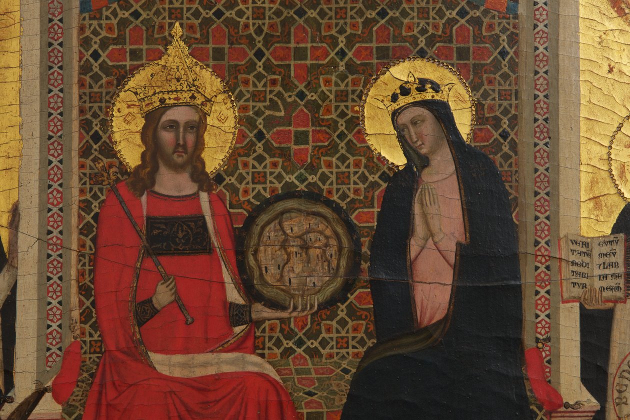 Detail der Jungfrau, Christus und 17 Heiligen von Master of the Dominican Effigies