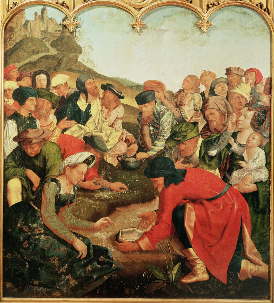 Sammeln des Manna in der Wüste von Master of the Evora Altarpiece
