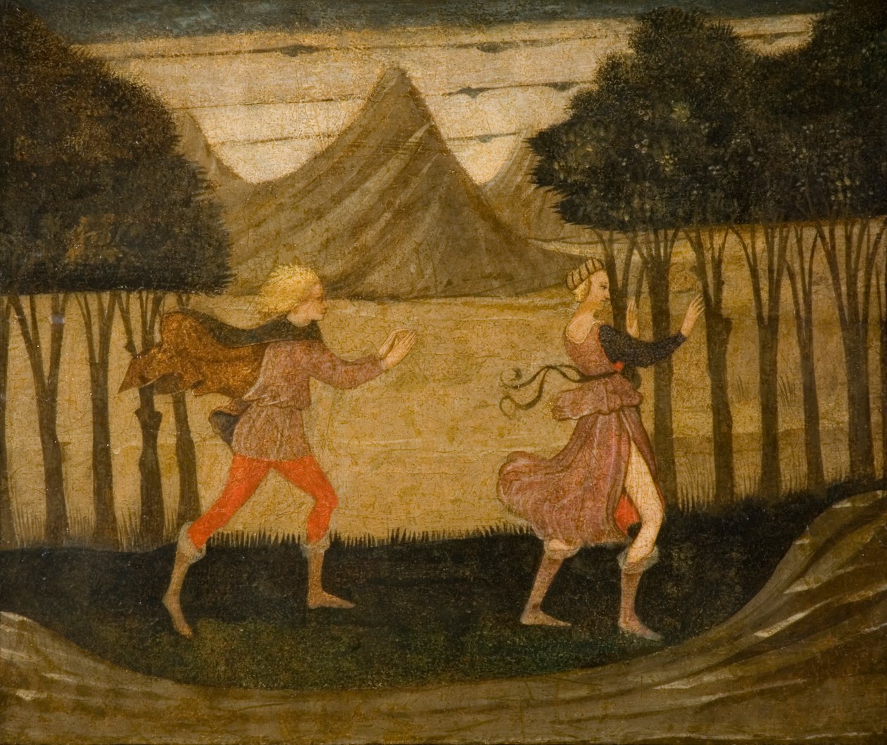 Daphne von Apollo verfolgt (Detail) von Master of the Judgement of Paris