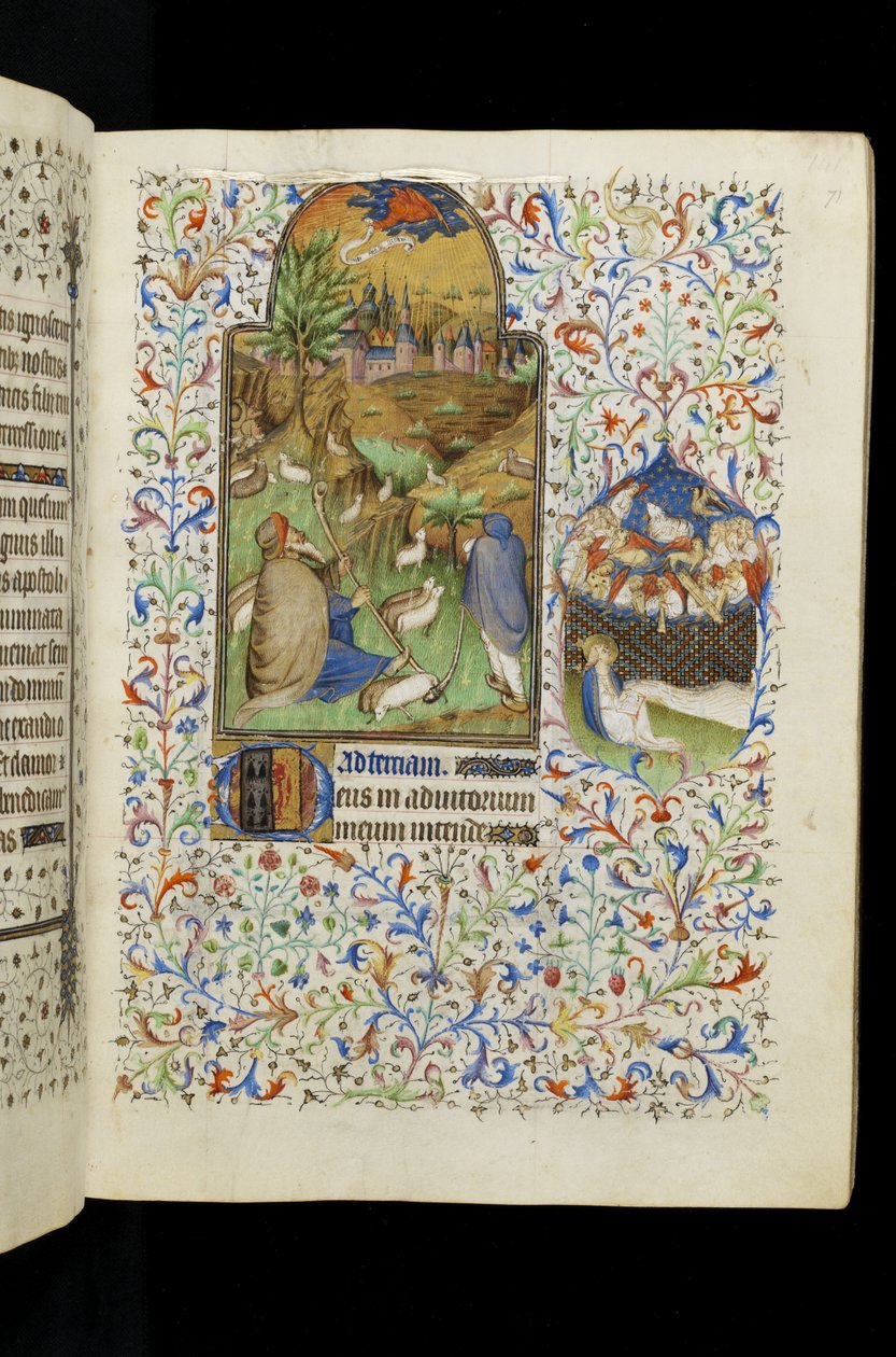 Tierce der Jungfrau: Engel erscheint den Hirten, aus einem Stundenbuch von Master of the Rohan Hours