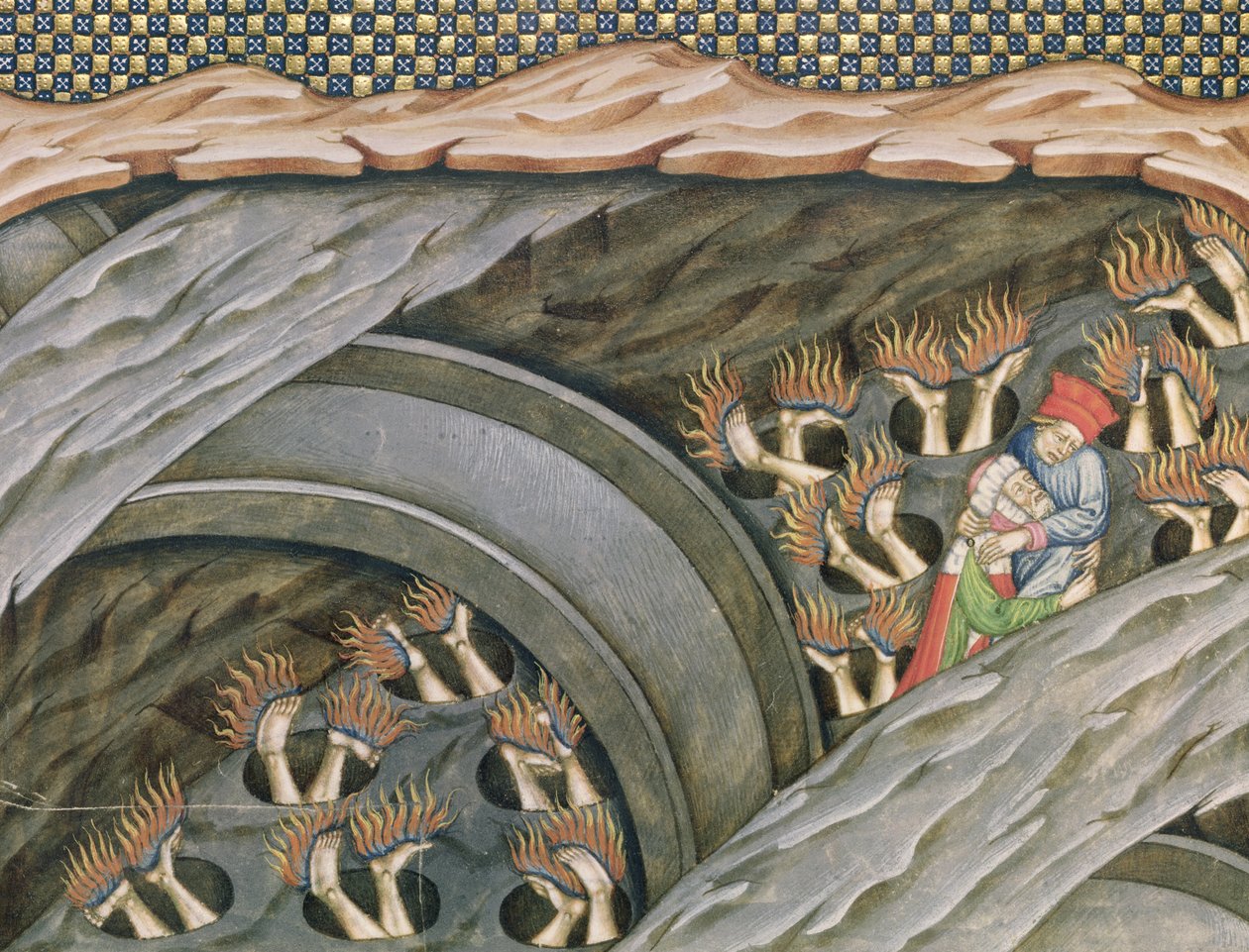 Ms 2017 f.245 Dantes Inferno mit einem Kommentar von Guiniforte delli Bargigi, ca. 1440 von Master of the Vitae Imperatorum