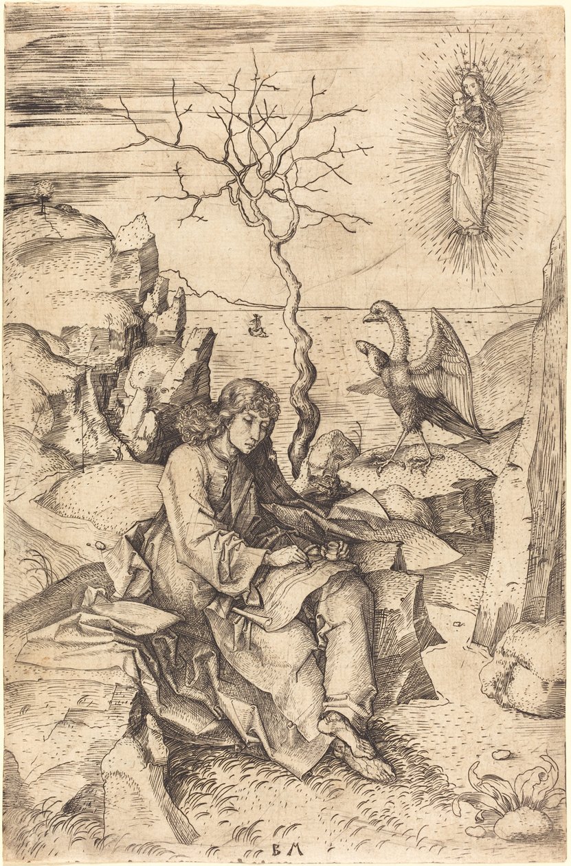 Heiliger Johannes auf Patmos von Master BM