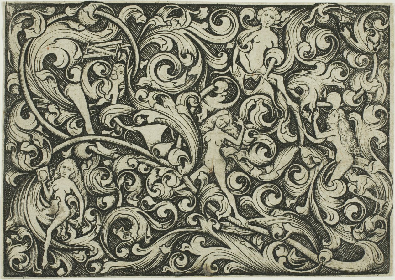 Ornament mit kämpfenden Frauen von Master E.S.