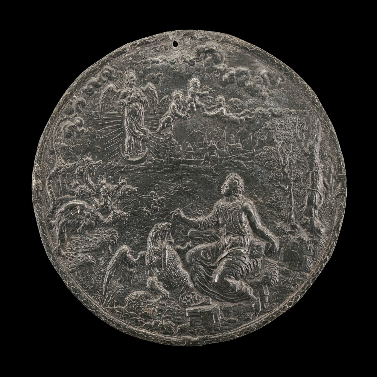 Heiliger Johannes verfasst die Offenbarung auf Patmos von Master H.G.