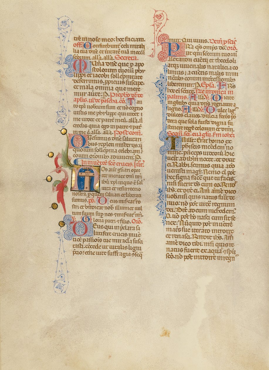 Initiale N: Das Kreuz von Master of the Brussels Initials
