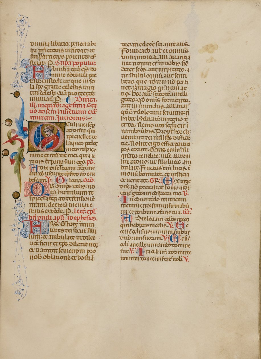 Initiale O: Heiliger Laurentius von Master of the Brussels Initials