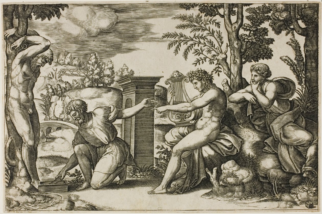 Apollo und Marsyas von Master of the Die