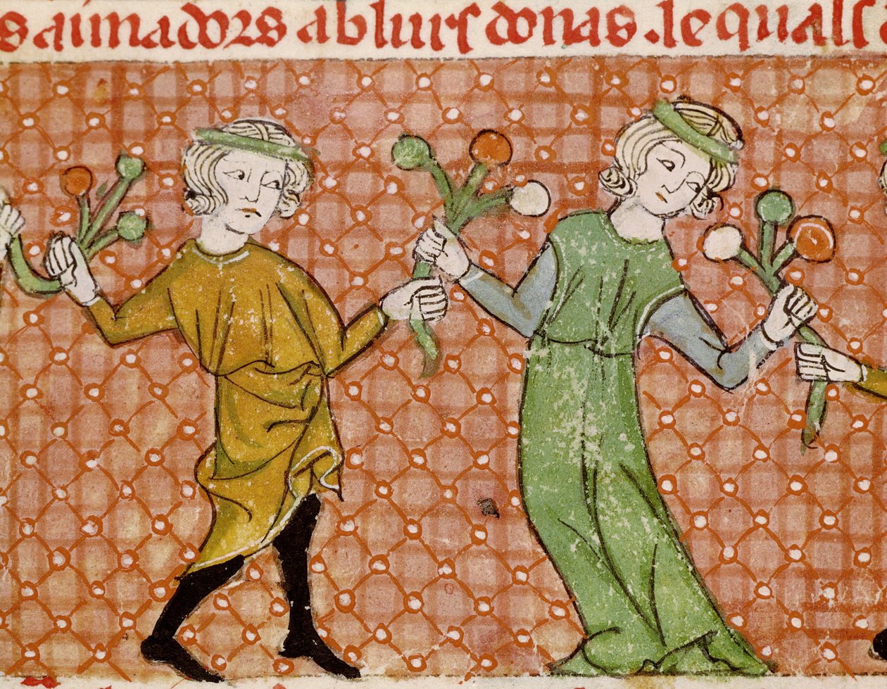 Fol.215v Die Versuchung: Ein tanzendes Paar von Matfre Ermengaut
