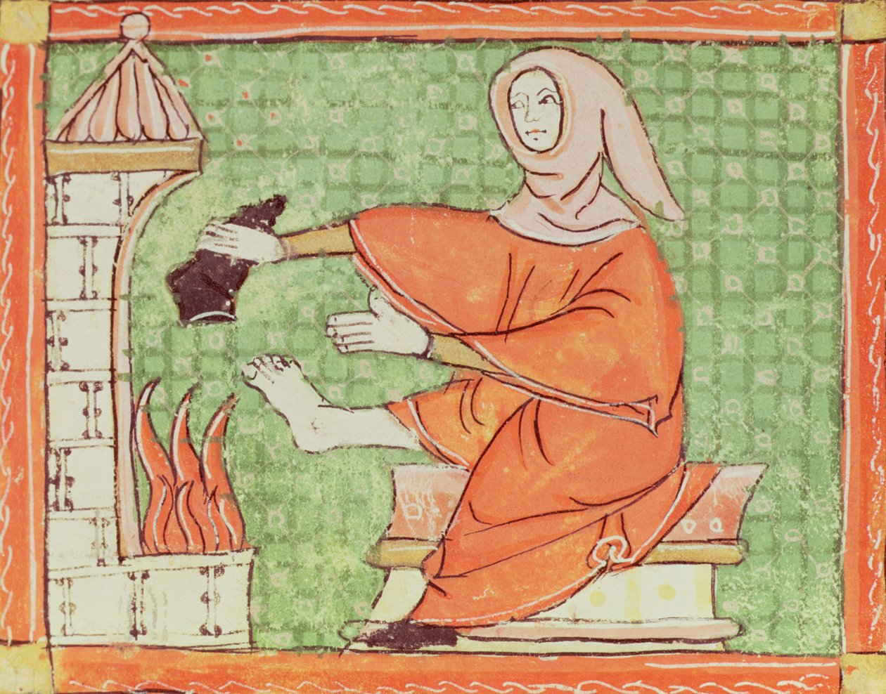 Fol.58r Februar: Aufwärmen am Feuer von Matfre Ermengaut